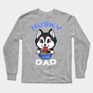 Husky Dad Ramen Dog Owner Retro Dog Father Long Sleeve T-Shirt